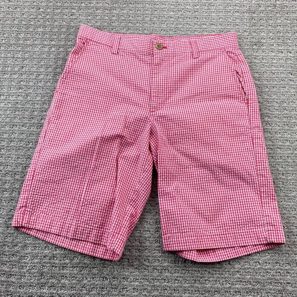 Izod Golf Shorts Men 30 Red White Checkered Chino Short Pants Casual Preppy - Picture 1 of 12